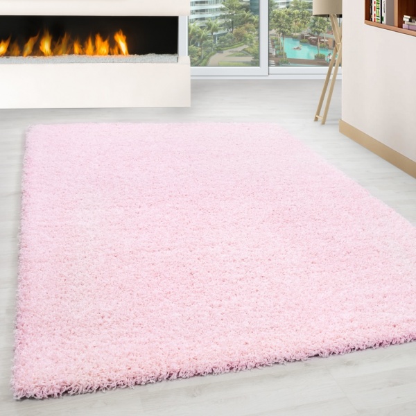 Hochflor Teppich Einfarbig in Rosa l Mdchenteppich Hochflor Rosa